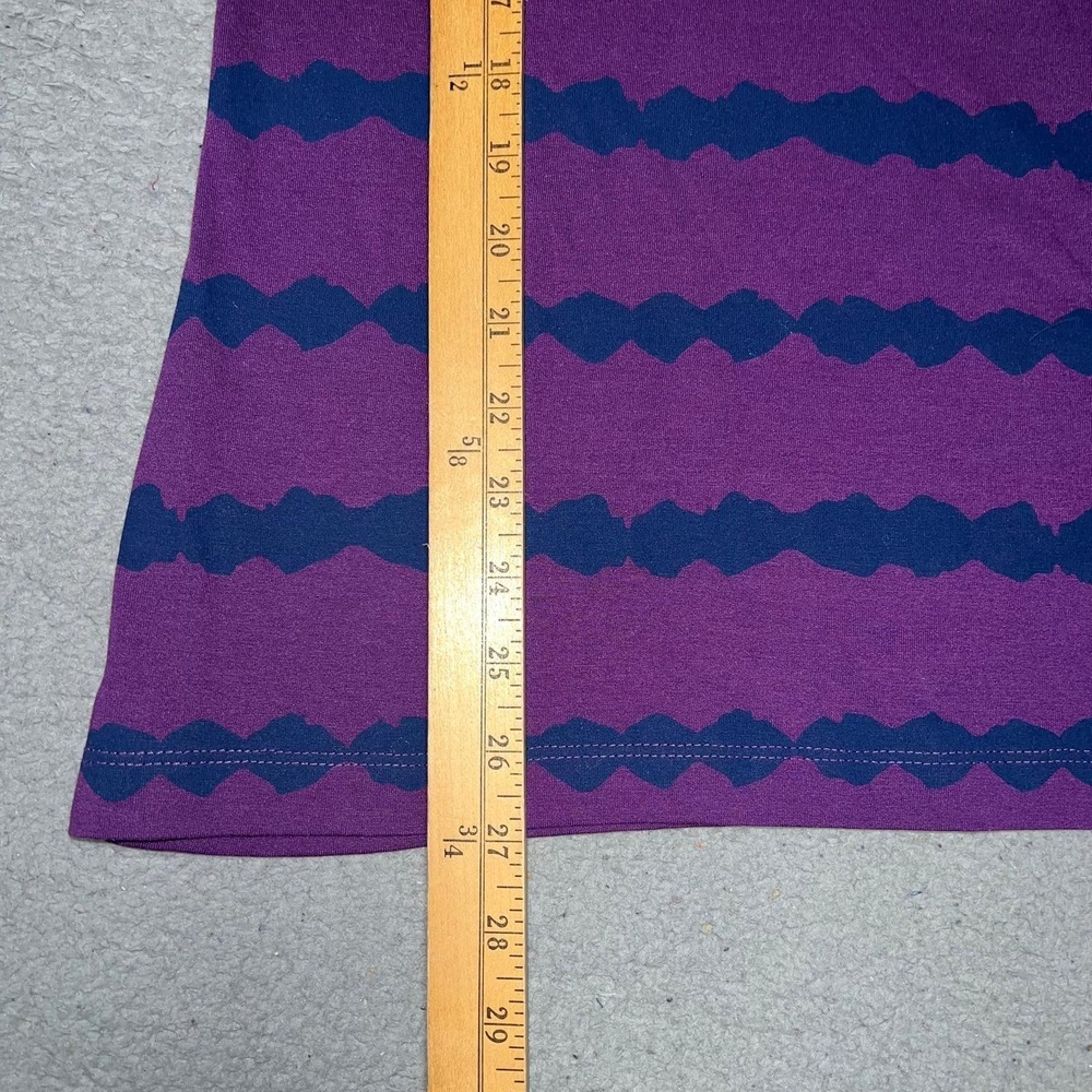 Riders by Lee Shirt Women's Size L Purple Blue Scalloped Striped 3/4 Sleeve Top - Picture 7 of 7